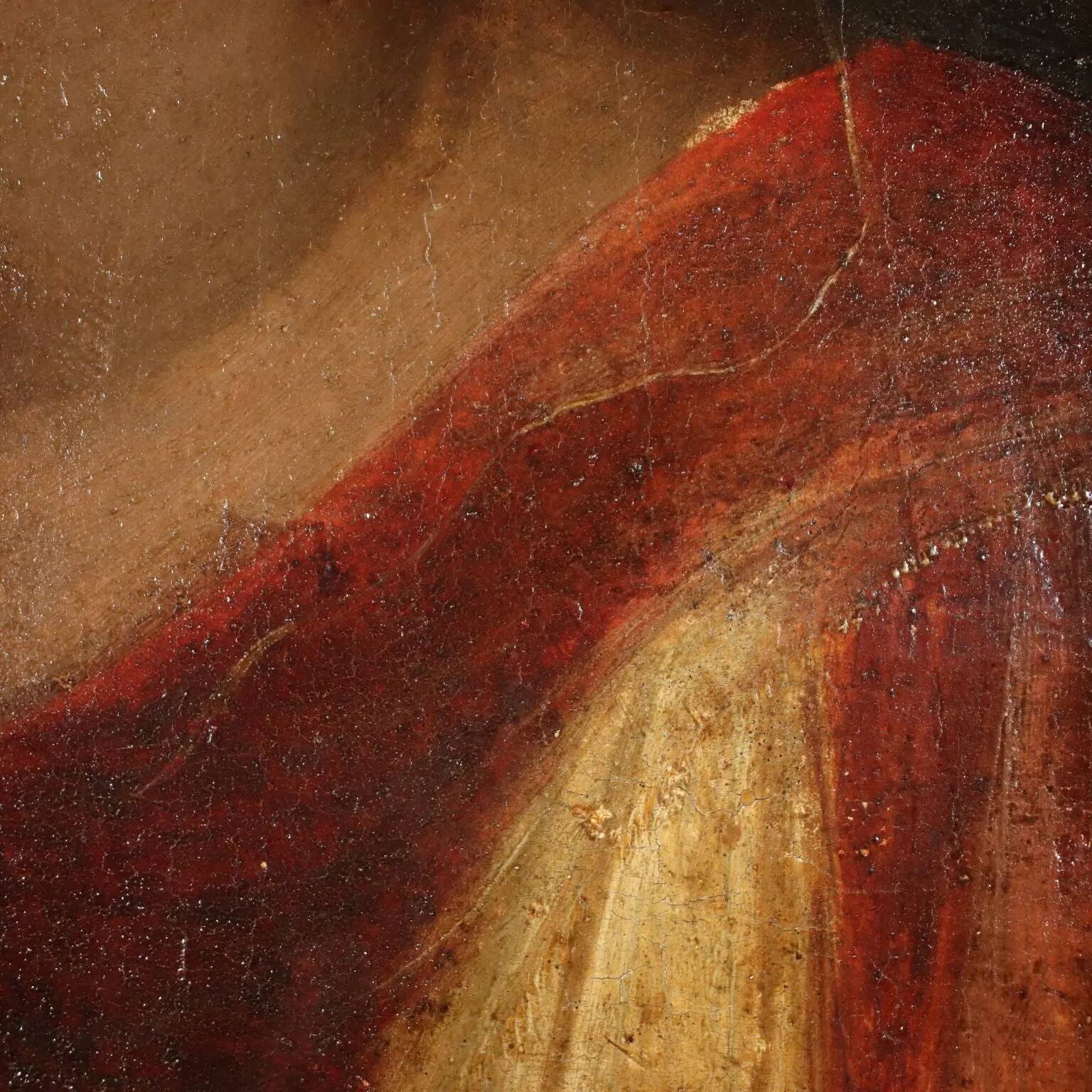 Ancient painting Female head attributed to A. Del Sarto, tempera on wood