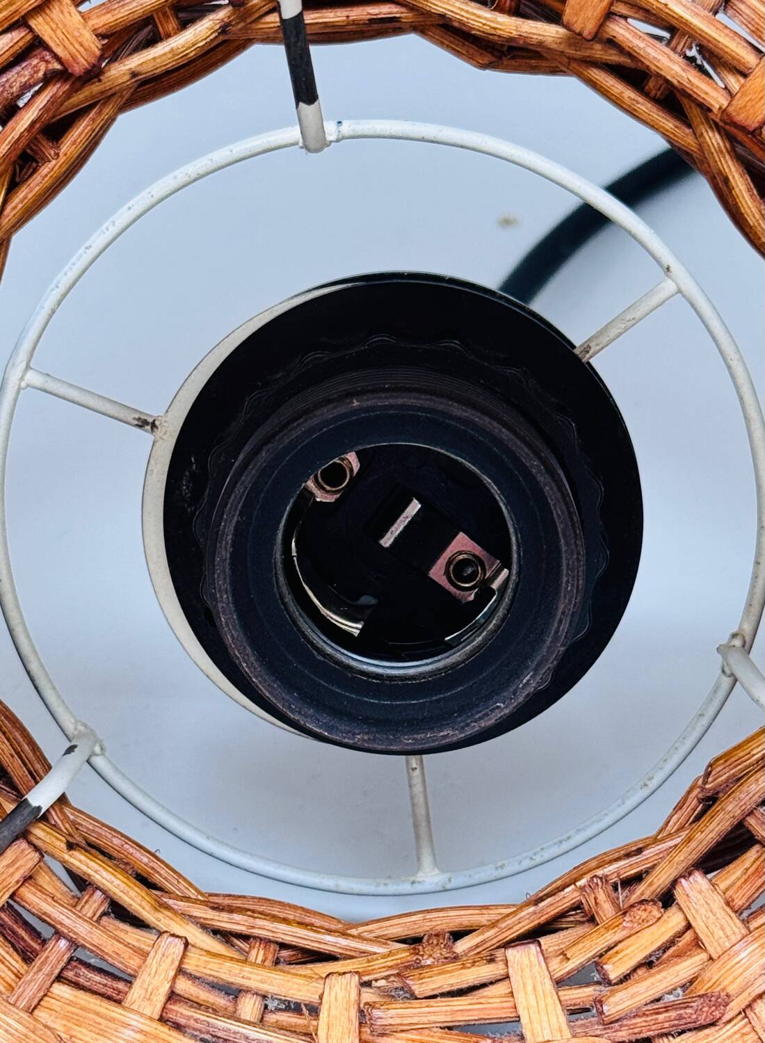 70s woven wicker pendant light