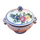 Small broth on pedestal Polychrome earthenware decorated with flower throws...