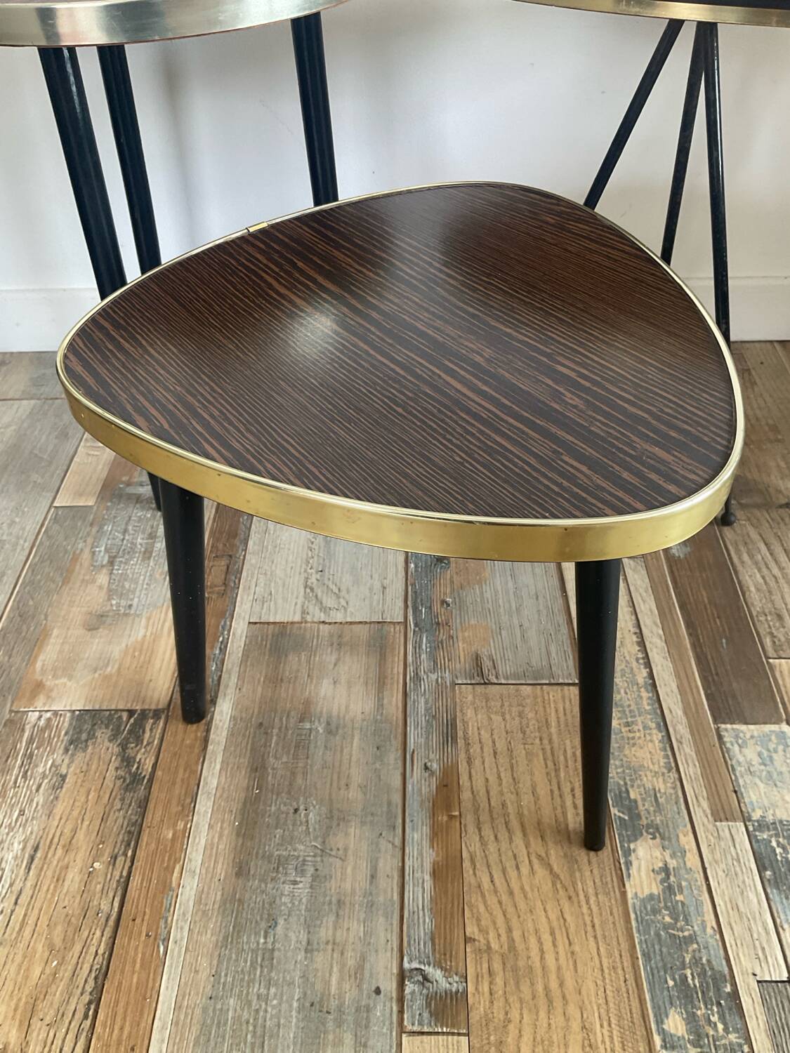 Trio of tripod side tables, 1960s-70s