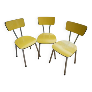 3 chaises en formica - jaune