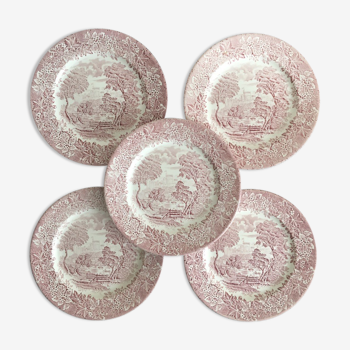 Set de 5 assiettes plates EIT England décor champêtre