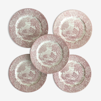 Set of 5 flat plates, EIT England, country décor