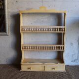 Vintage painted turned wood wall shelf