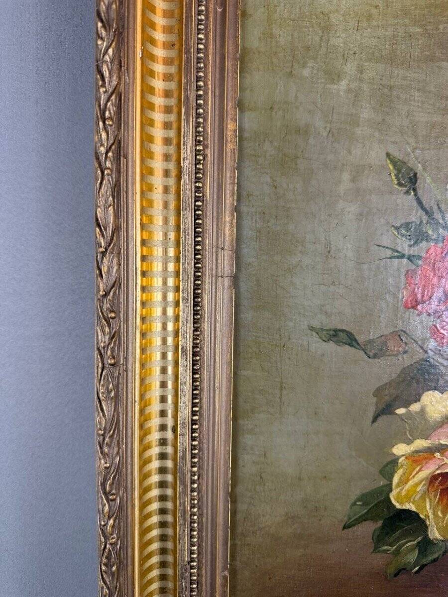 Oil on Canvas Painting Floral Still Life, French School, Paris, Early