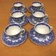 6 cups and under cups Blue Luneville KG