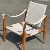 Vintage safari chair 1960s Denmark with canvas minimalist design