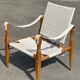 Vintage safari chair 1960s Denmark with canvas minimalist design