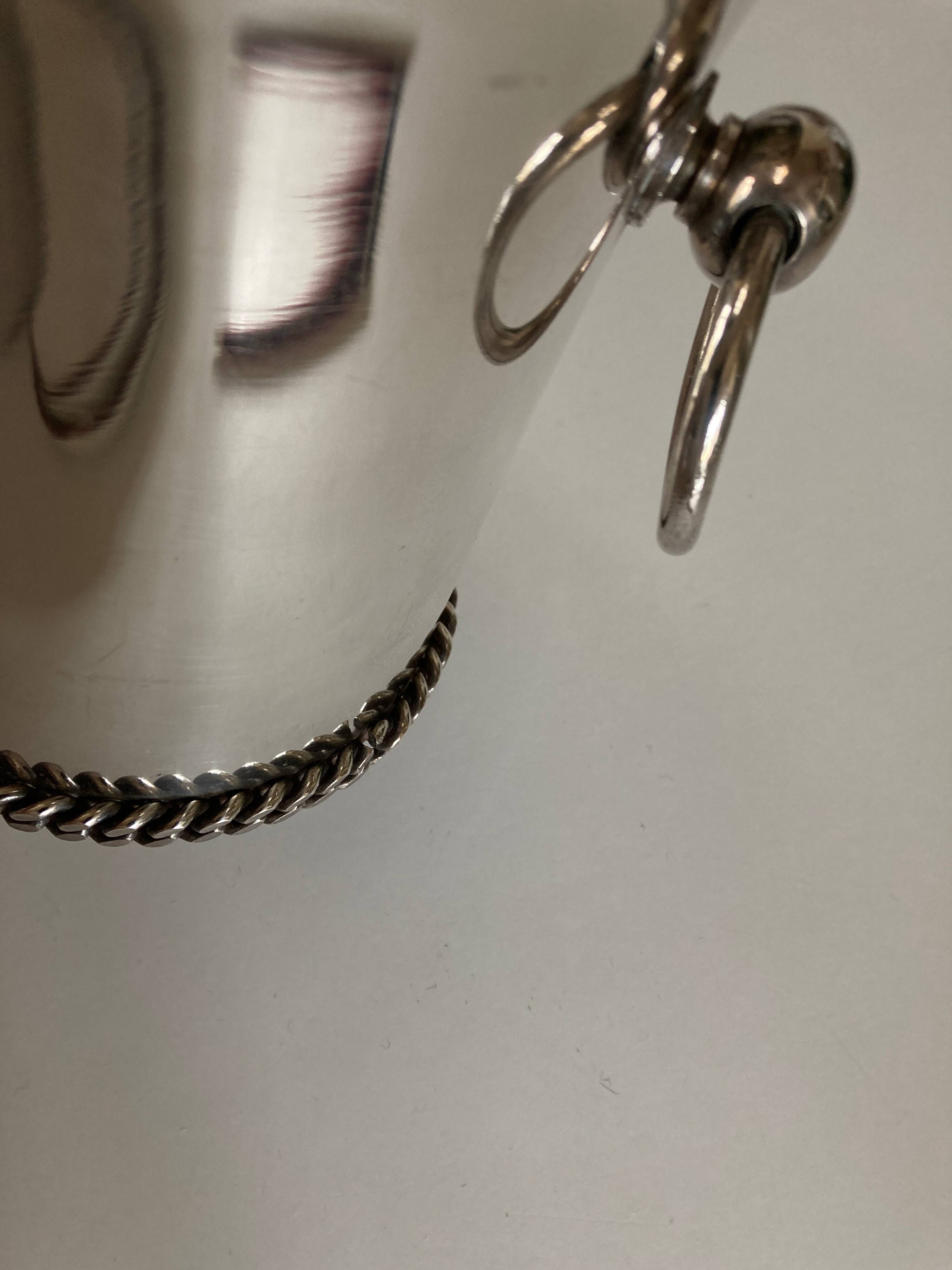 Silver-plated metal flowerpot in the style of Jean Després, 1950