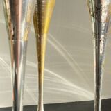 6 Vintage Silver-Plated Brass Champagne Flutes
