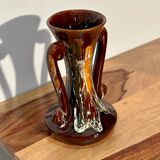Orange and brown Vallauris vase