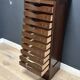 Antique mahogany roll-top filing cabinet with 10 drawers