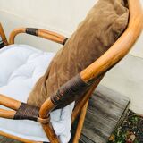 Pair of vintage bamboo armchairs 1970