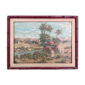 Tableau peinture ancienne orientaliste J.Gillon