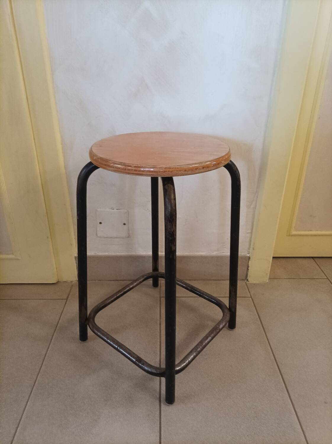 Industrial metal wood stool