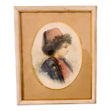 Orientalist painting portrait of a child signed Gatineau