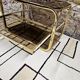 Brass coffee table with sliding top and smoked glass, 1970s vintage