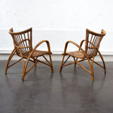 Pair of fan rattan chair
