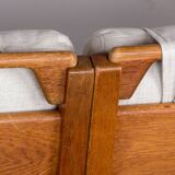Large Danish Sofa in solid oak and fabric, model GE375 by Hans Wegner for Getama 1960.