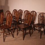 Set Of 10 19th Century Windsor Wheelback Chairs