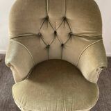 70s toad armchair in green velvet
