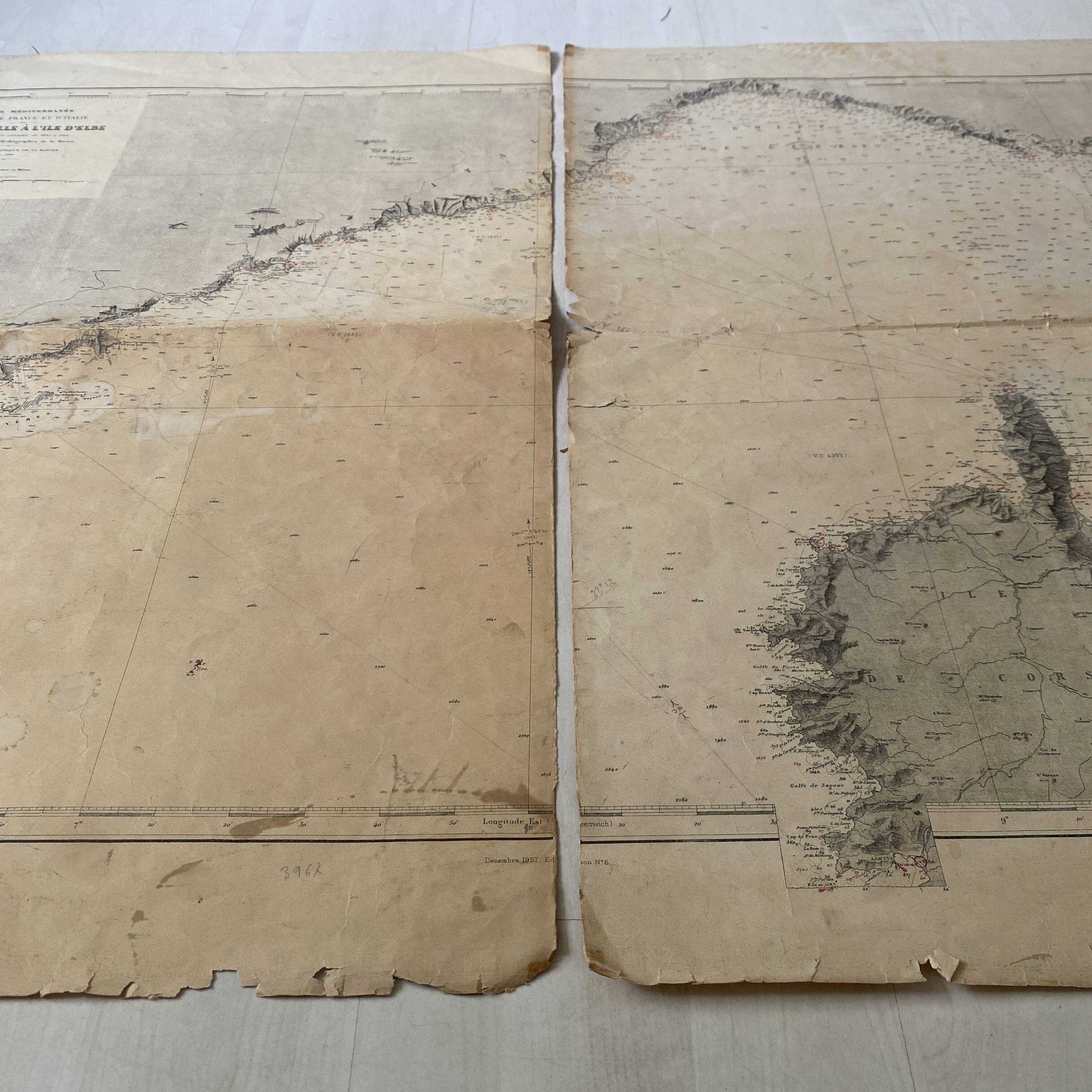 Carte ancienne Marseille - Corse - Ile d'Elbe 1888