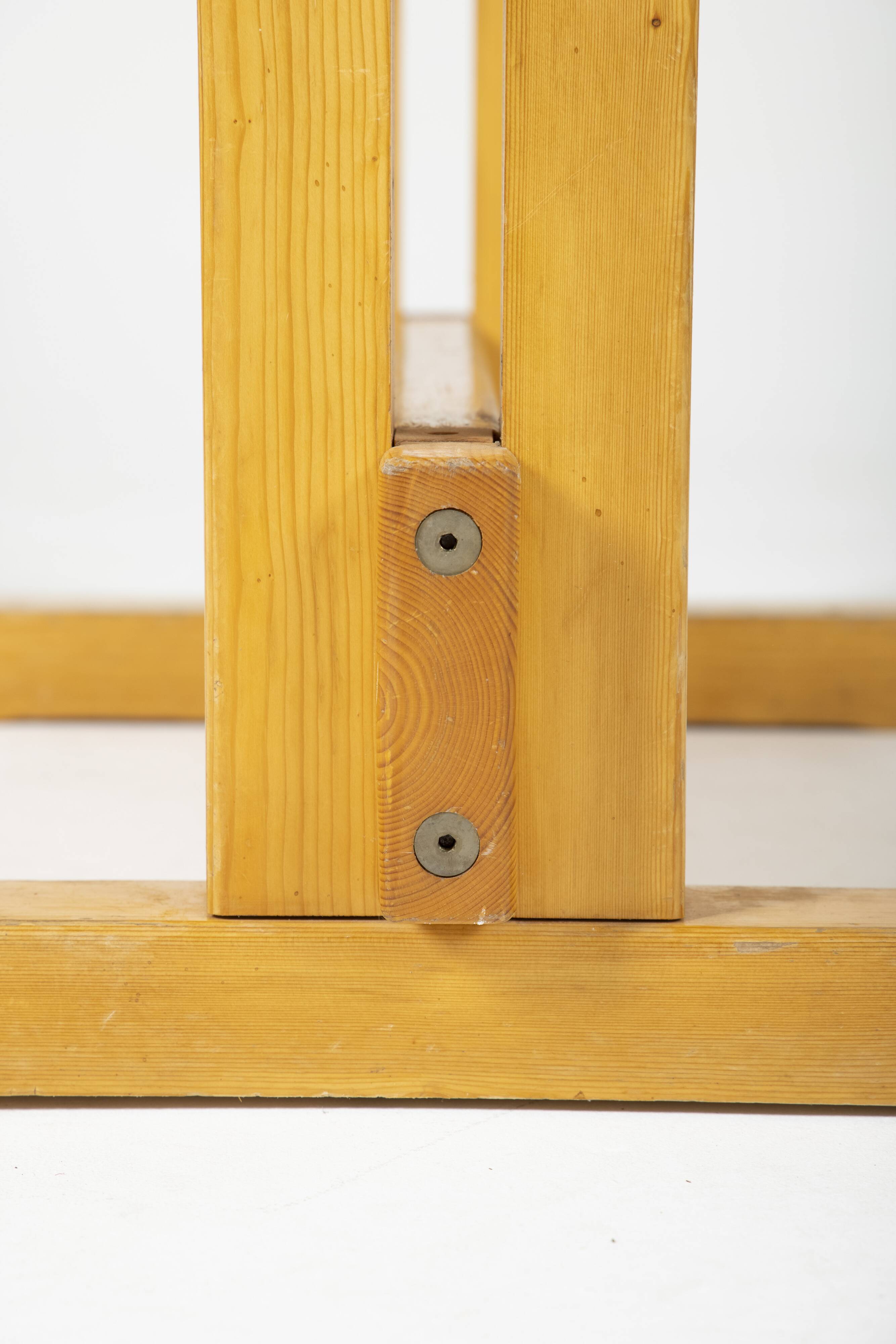 Solid pine table by Charlotte Perriand for Les Arcs, 1970s