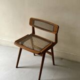Teak wood and cane chair design, SNA Roset / Landault 1950-60
