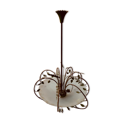 Lustre « feuilles » avec vasque opalescente