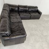 Canapé modulaire en cuir patchwork vintage, années 1970