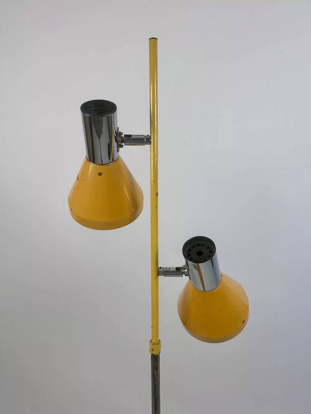 1960s yellow chrome floor lamp