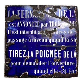 Plaque emaillee chemin de fer 1930 passage a niveau