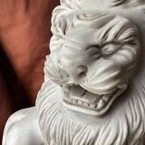 Pair of white marble lions