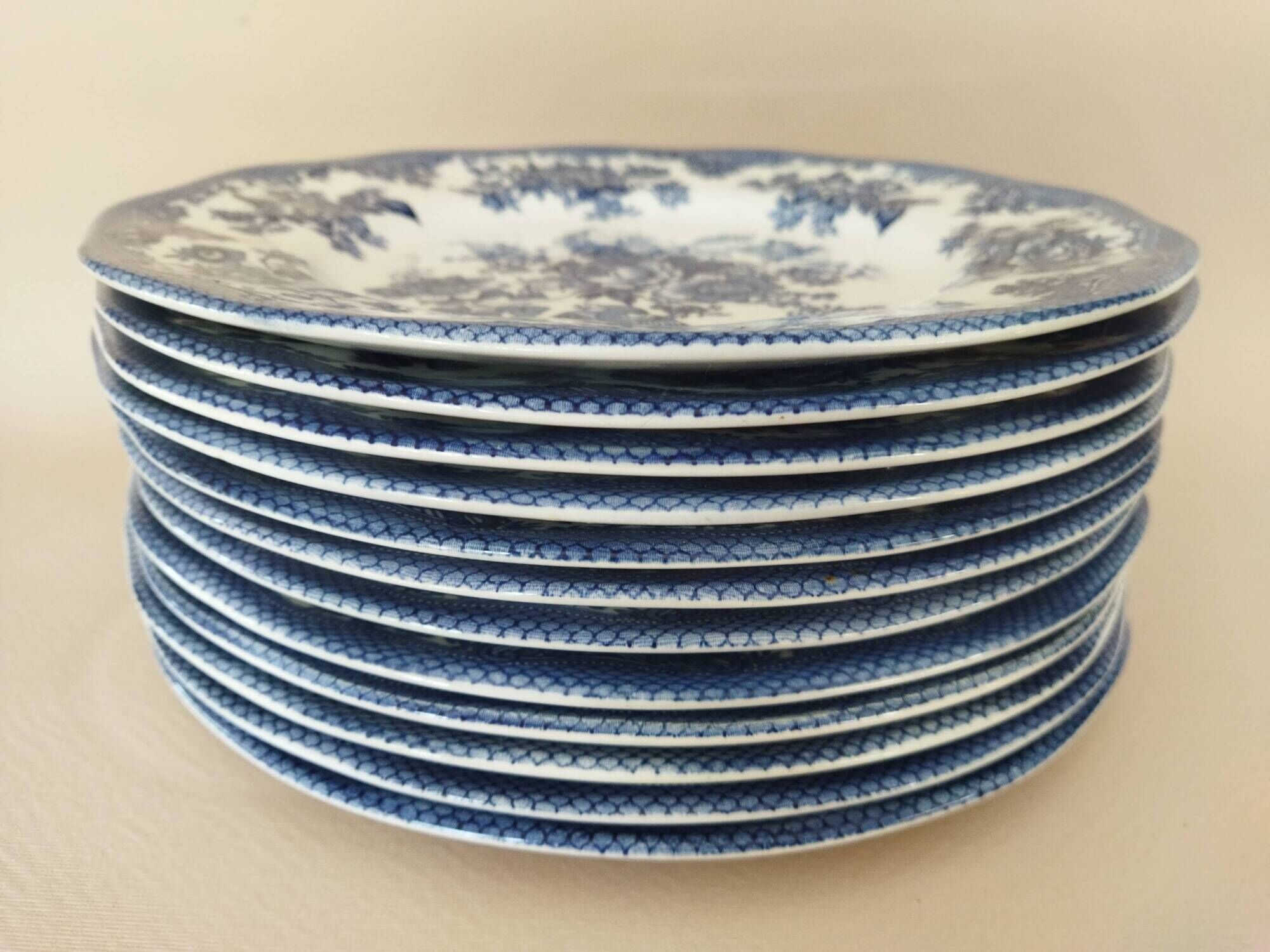 12 English dinner plates Enoch Wedgwood "Asiatic Pheasants"