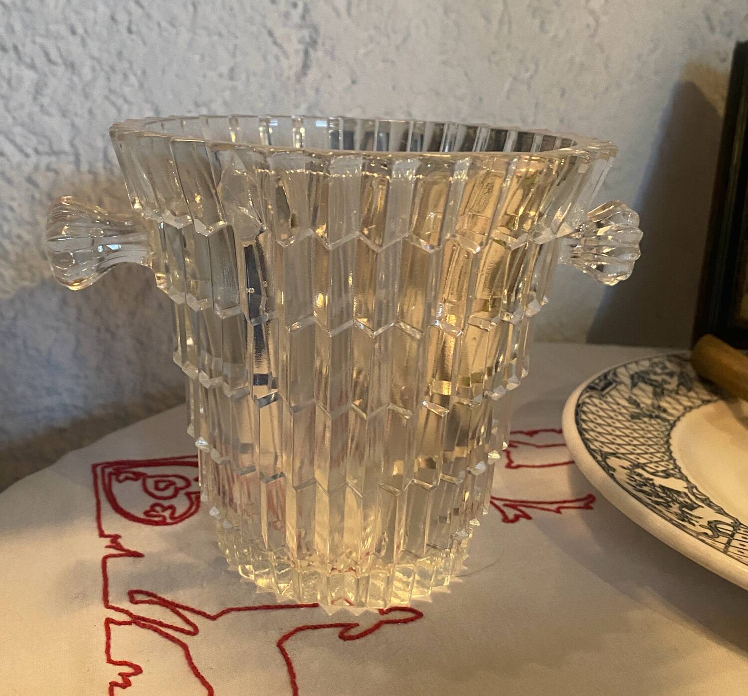 Antique molded glass ice bucket