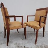 Pair of armchairs bridge era art deco walnut