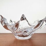 Large Modern Crystal Glass Fruit Bowl from the Mid-Century by Art Vannes, France, 1960s