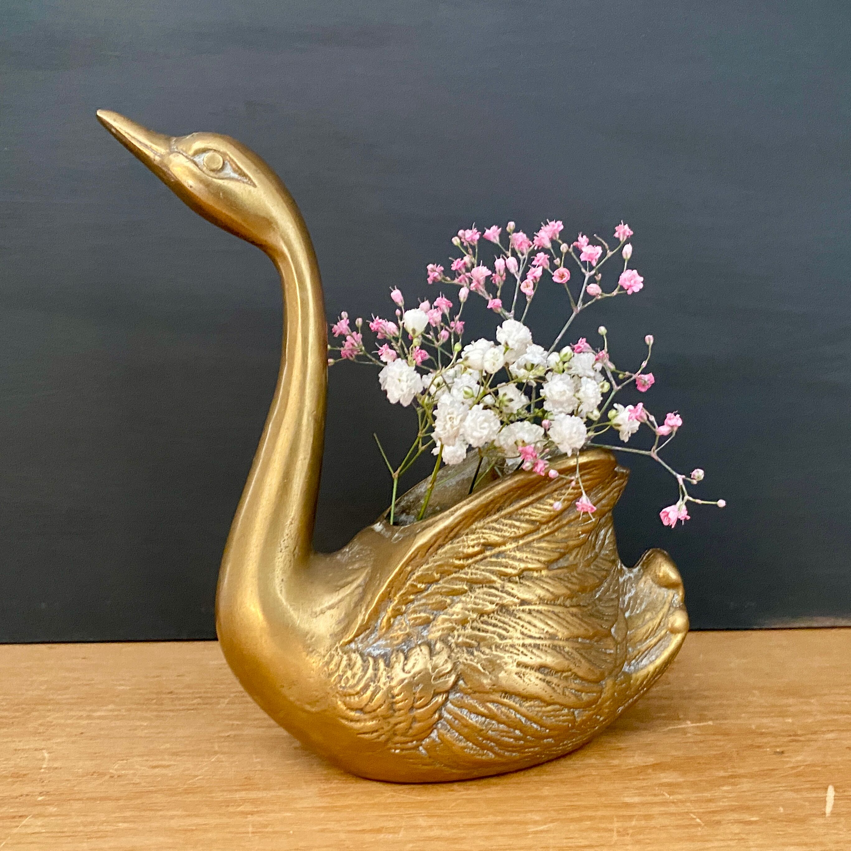 Brass swan pot cover