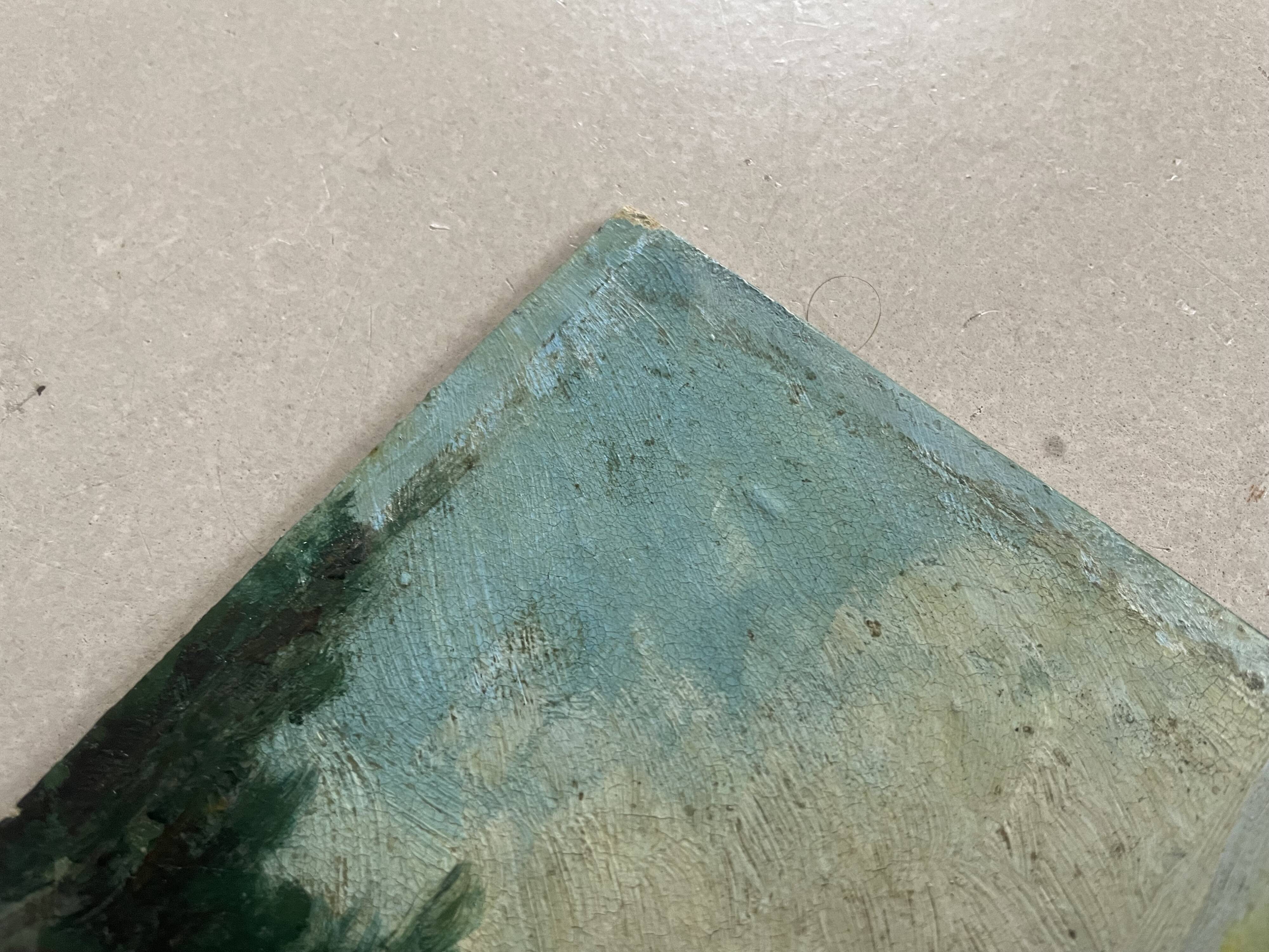 Small oil on old cardboard