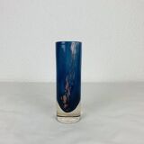 Vintage blue glass roller vase