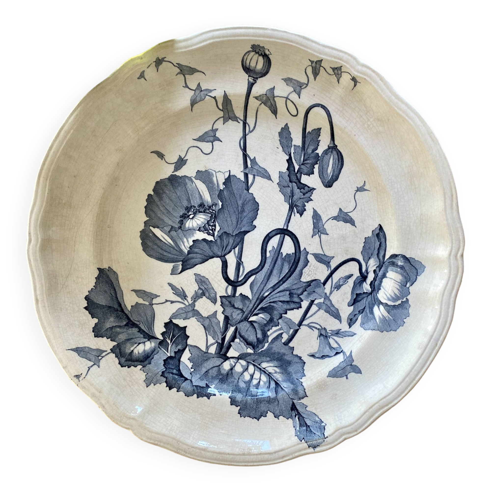 Old iron clay dish, Pavots de Longchamp model