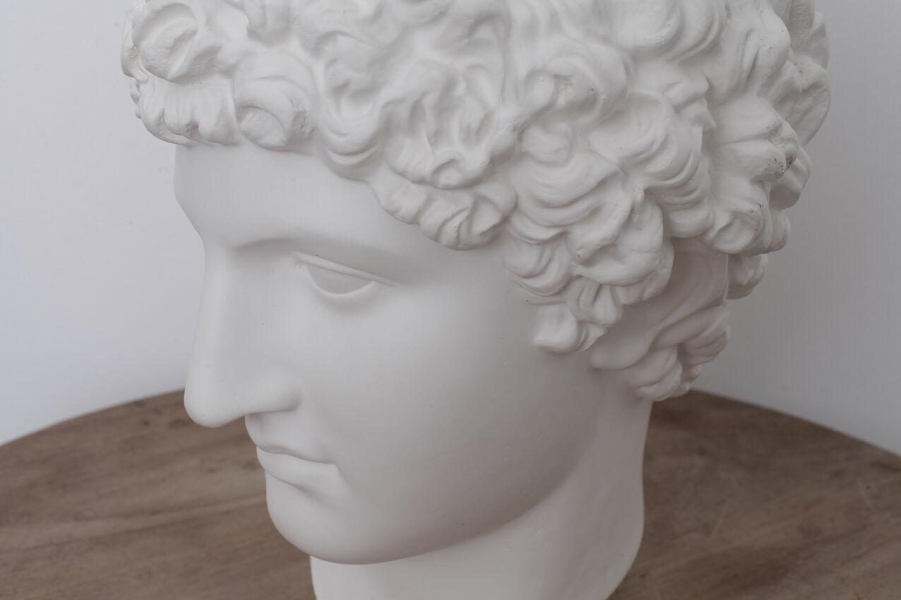 Greek head in matt white plaster