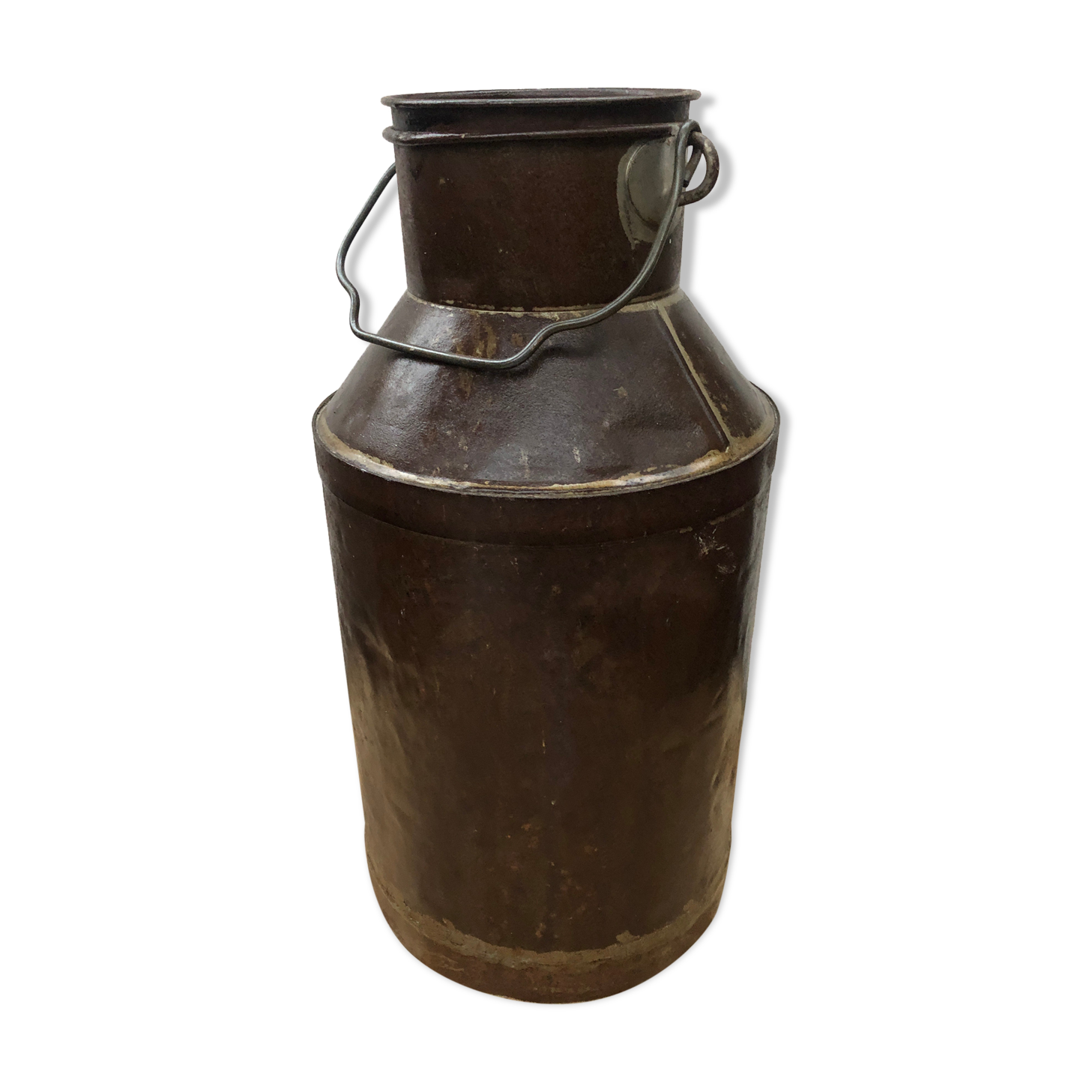 Pot lait avec couvercle métal décoration vintage