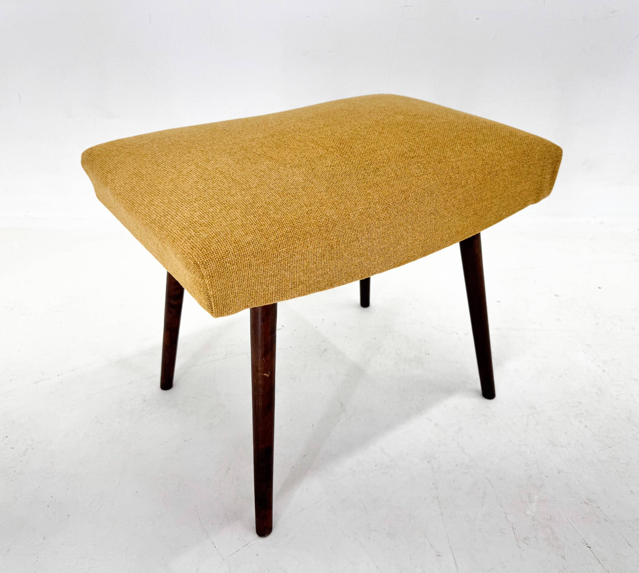 Mid-Century Stool with New Upholstery, Czechoslovakia, 1970's