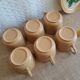 Set 6 coffee cups in sarreguemines sandstone france vintage