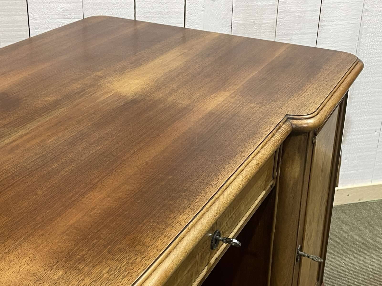 1950s English desk in walnut and oak