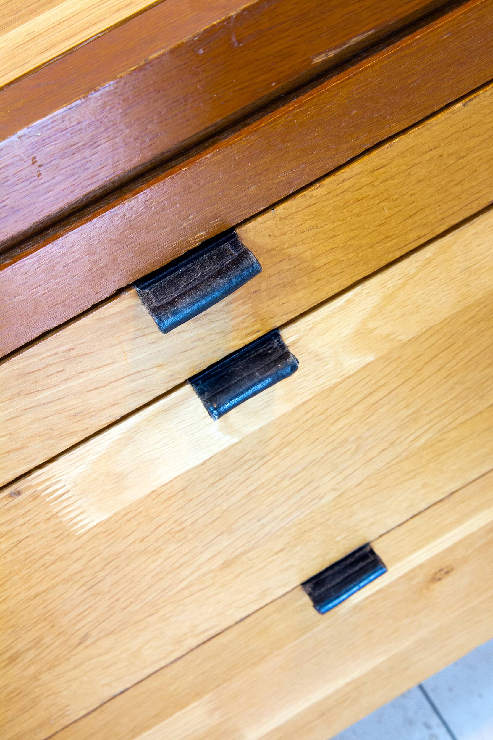 Professional furniture, artist, Scandinavian origin, solid wood and leather