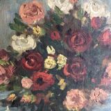 Oil on canvas ancient Bouquet of flowers