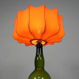 Wine bottle table lamp with fabric shade, 1970s