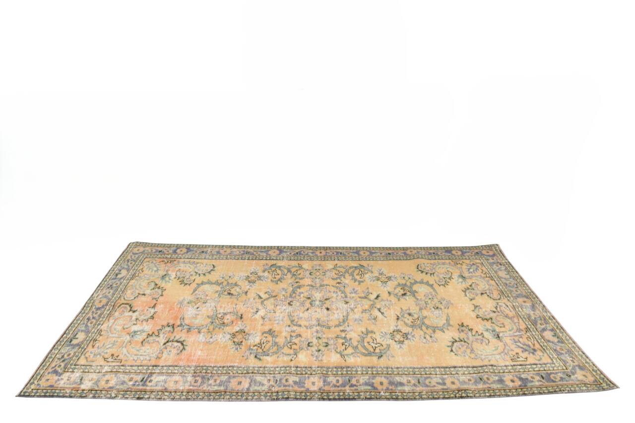 5x8 Mustard & Yellow Bordered Vintage Rug, 160x255Cm